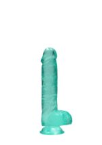 Dildo realistyczne z jądrami – turkusowe – 6" / 15 cm - obrazek 5