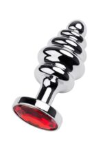 Silver Anal Plug with Red Gem – korek analny z czerwonym kryształem - obrazek 2