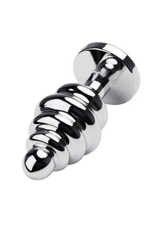 Silver Anal Plug with Red Gem – korek analny z czerwonym kryształem - obrazek 3