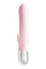 Jos vibrator with clitoral stimulator patti with moving tongue, silicone, red, 24 cm - obrazek 2