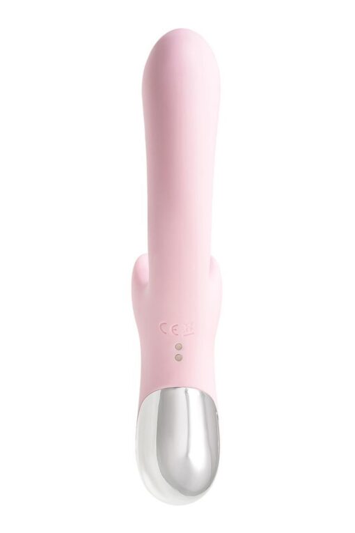 Jos vibrator with clitoral stimulator patti with moving tongue, silicone, red, 24 cm - obrazek 2