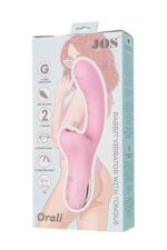 Jos vibrator with clitoral stimulator patti with moving tongue, silicone, red, 24 cm - obrazek 11