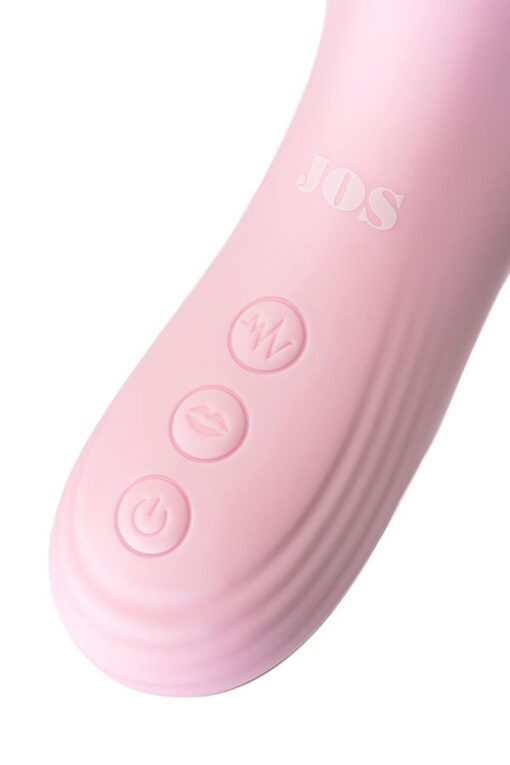 Jos vibrator with clitoral stimulator patti with moving tongue, silicone, red, 24 cm - obrazek 12