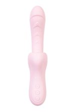 Jos vibrator with clitoral stimulator patti with moving tongue, silicone, red, 24 cm - obrazek 3