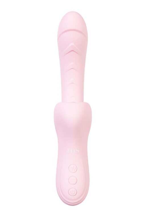 Jos vibrator with clitoral stimulator patti with moving tongue, silicone, red, 24 cm - obrazek 3