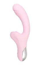 Jos vibrator with clitoral stimulator patti with moving tongue, silicone, red, 24 cm - obrazek 4