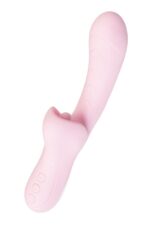 Jos vibrator with clitoral stimulator patti with moving tongue, silicone, red, 24 cm - obrazek 5