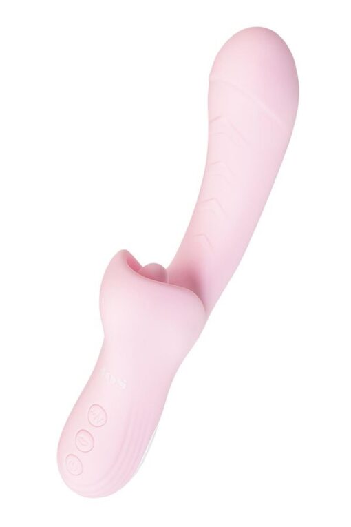 Jos vibrator with clitoral stimulator patti with moving tongue, silicone, red, 24 cm - obrazek 5