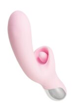 Jos vibrator with clitoral stimulator patti with moving tongue, silicone, red, 24 cm - obrazek 6