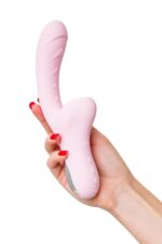 Jos vibrator with clitoral stimulator patti with moving tongue, silicone, red, 24 cm - obrazek 7