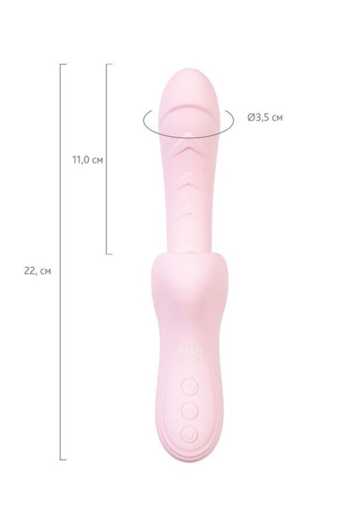 Jos vibrator with clitoral stimulator patti with moving tongue, silicone, red, 24 cm - obrazek 8