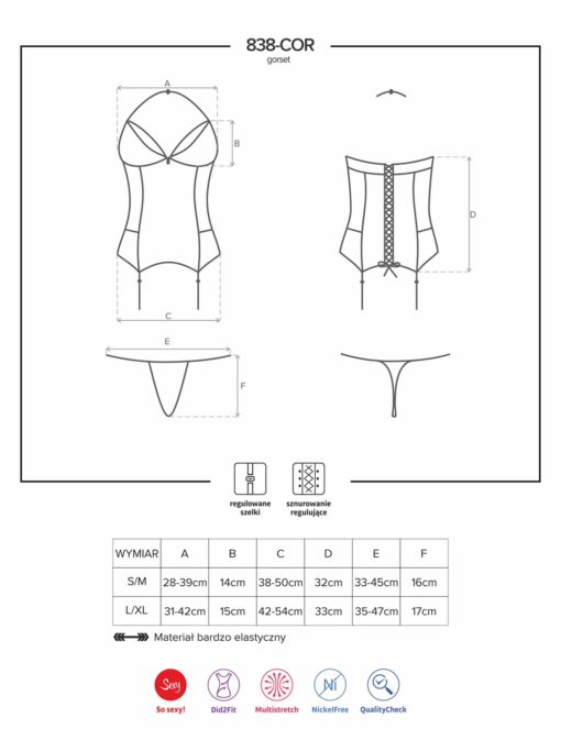 Bielizna-838-cor-3 gorset i stringi l/xl - obrazek 7