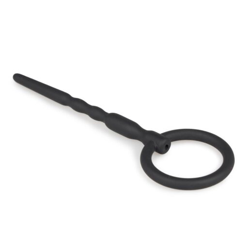 Plug do penisa – silikonowy, z pierścieniem - obrazek 3