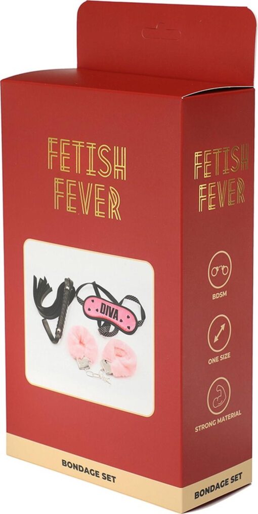 Fetish Fever – zestaw do bondage – 3 elementy – różowo-czarny - obrazek 2