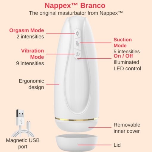 Masturbator - nappex™ branco white - premium mastubators (10 languages) - obrazek 11