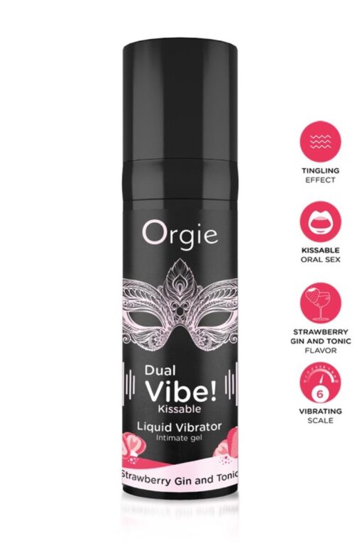 Dual Vibe! – Wibrujący płyn do pocałunków Strawberry Gin & Tonic - obrazek 2