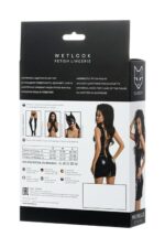 Glossy Dress Michelle – błyszcząca sukienka z koronką, czarna, rozmiar M - obrazek 5
