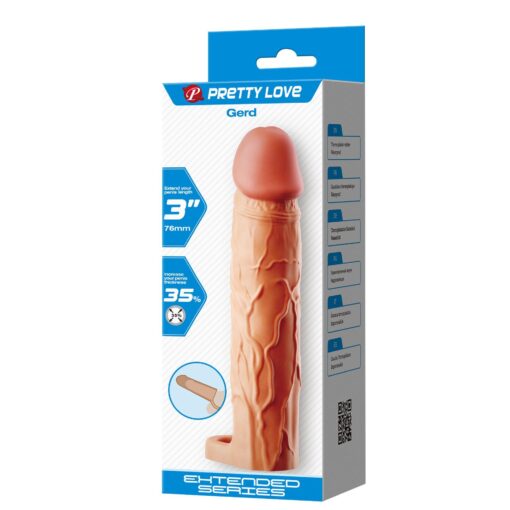 Pretty love – Gerd, cielisty, wydłużenie penisa o 3'' (76 mm) – nakładka wydłużająca penisa - obrazek 9