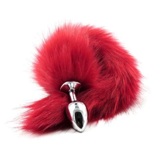 Plug anale con coda long fox tail rossa - obrazek 3