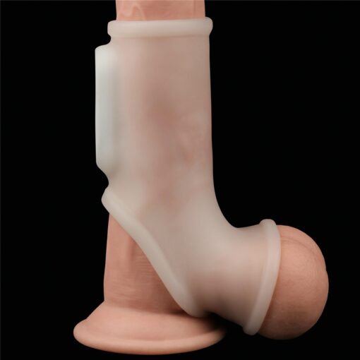 Vibrating silk knights ring with scrotum sleeve - obrazek 4