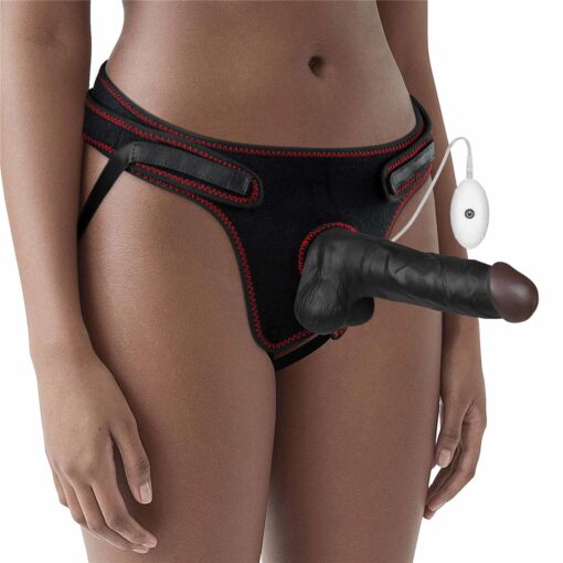 Vibrating easy strapon set 7.5' black - obrazek 5