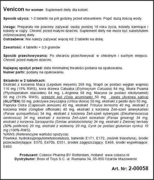 Venicon dla kobiet – suplement na libido (EU) - obrazek 2