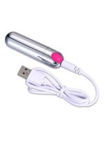 Wibrator – mocny pocisk srebrno-różowy USB 10 funkcji - obrazek 4