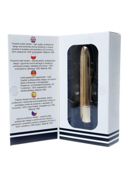 Stymulator – ładowany pociskowy wibrator o dużej mocy, USB, 20 funkcji – złoty - obrazek 5