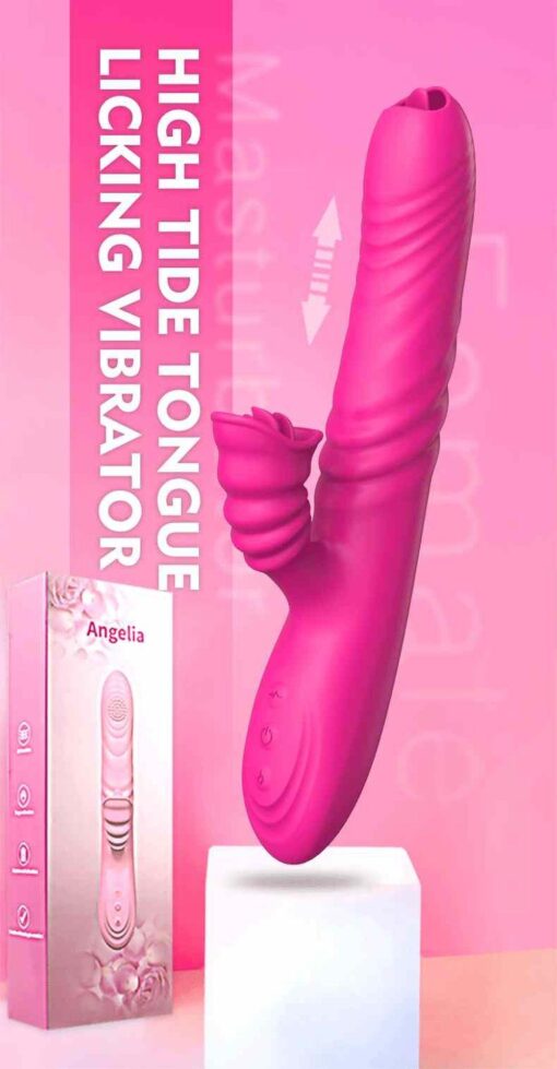 Wibrator – Angelia USB – 3 functions of thrusting / 20 vibrations – pink – wibrator z funkcją posuwistą (3 tryby) i 20 trybami wibracji, kolor różowy - obrazek 2
