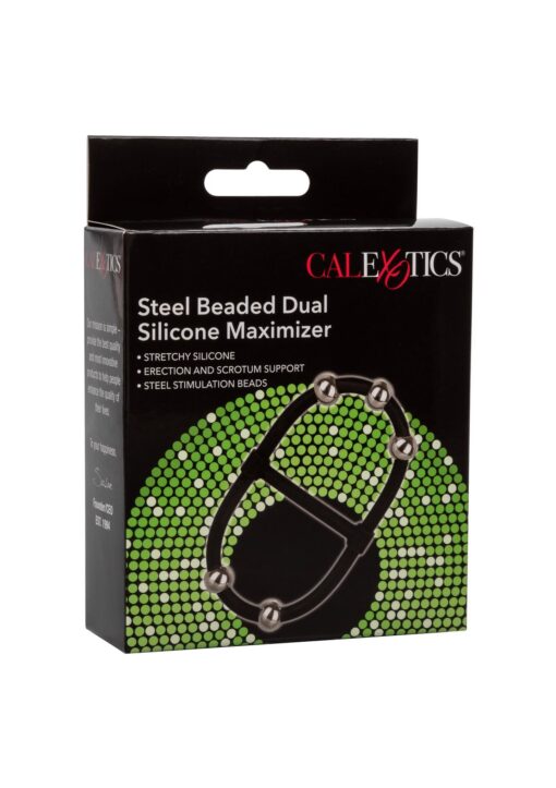 Beaded Dual Silicone Maximizer – podwójny stymulator z koralikami – czarny - obrazek 2