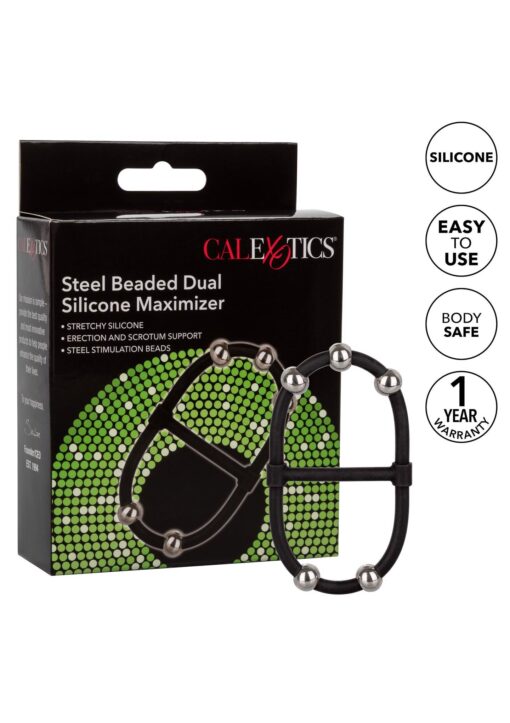 Beaded Dual Silicone Maximizer – podwójny stymulator z koralikami – czarny - obrazek 4