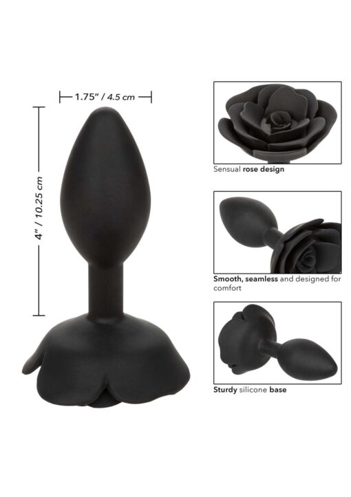 Large rose anal plug black - obrazek 7