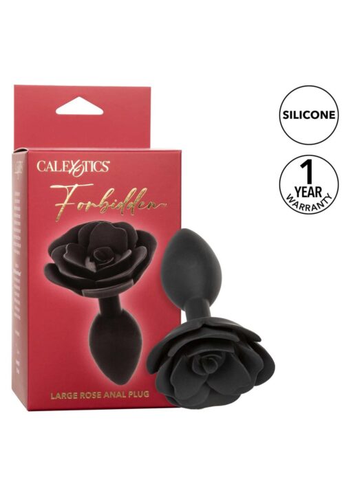 Large rose anal plug black - obrazek 8