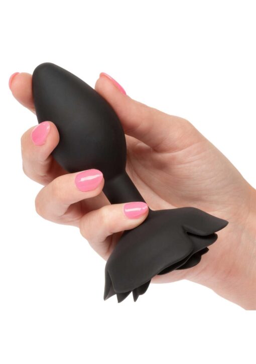 Large rose anal plug black - obrazek 9