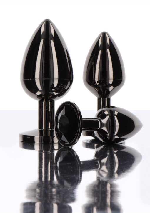 Butt plug with diamond jewel l black - obrazek 4