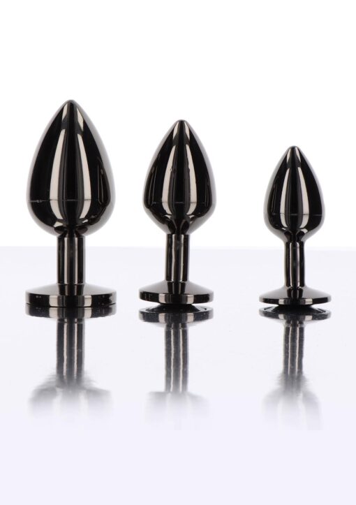 Butt plug with diamond jewel l black - obrazek 5