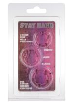 Stay Hard – zestaw trzech różowych pierścieni erekcyjnych - obrazek 2