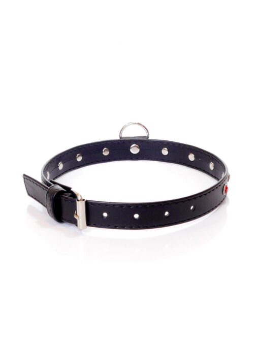 Obroża Fetish b - series – 2 cm, czerwona z kryształem - obrazek 2