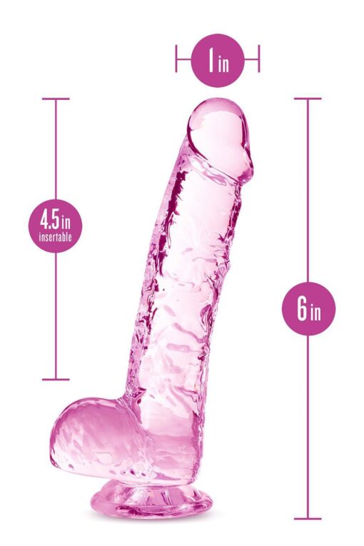 Naturally Yours – dildo 15 cm – krystaliczne – różane - obrazek 4