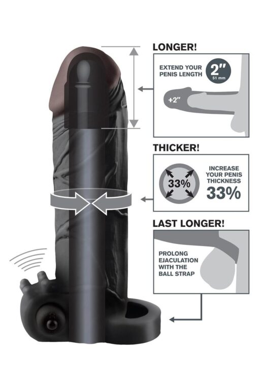 Fantasy x-tensions vibrating real feel 2 inch extension black - obrazek 3