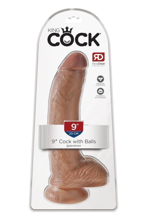 King cock 9 inch cock with balls tan - obrazek 5