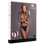 Bodystocking – siateczkowy z odkrytym krokiem i golfem - obrazek 2
