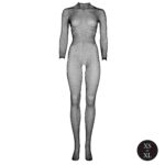 Bodystocking – siateczkowy z odkrytym krokiem i golfem - obrazek 9