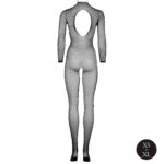 Bodystocking – siateczkowy z odkrytym krokiem i golfem - obrazek 10