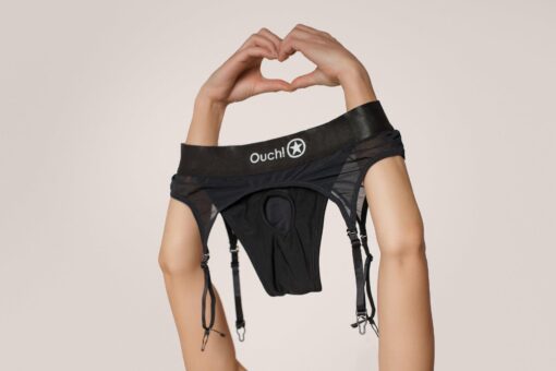 Stringi strap-on z wibracją i regulowanymi podwiązkami – XL/XXL - obrazek 7