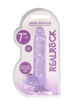 7"" / 18 cm realistic dildo with balls - purple - obrazek 2