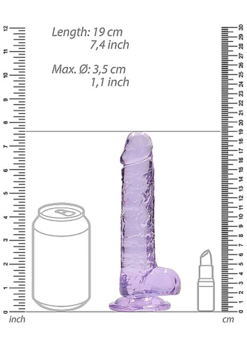 7"" / 18 cm realistic dildo with balls - purple - obrazek 3