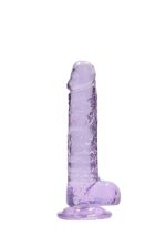 7"" / 18 cm realistic dildo with balls - purple - obrazek 4