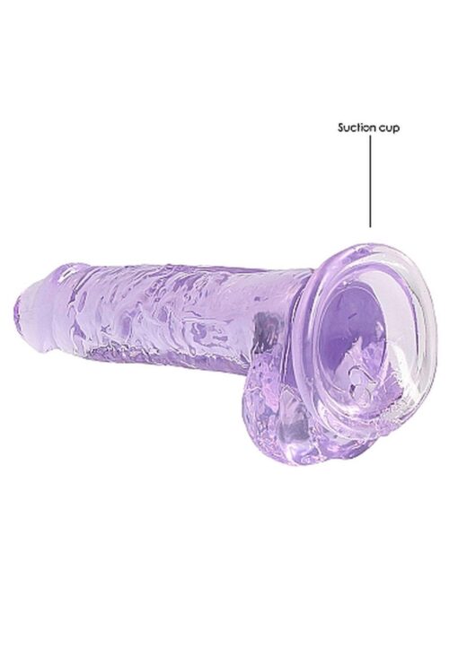 7"" / 18 cm realistic dildo with balls - purple - obrazek 5