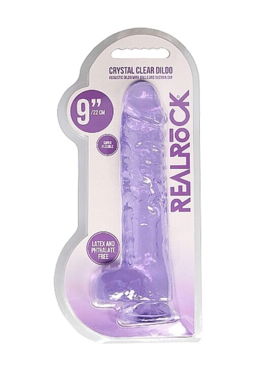 Realistyczny dildo z jądrami – fioletowy – 23 cm - obrazek 2